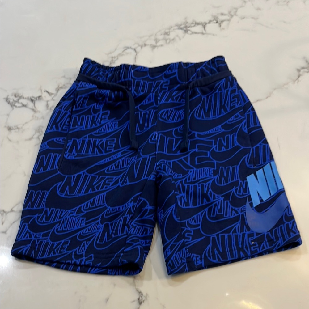 NWOT Nike Blue Athletic Shorts with Graffiti Print